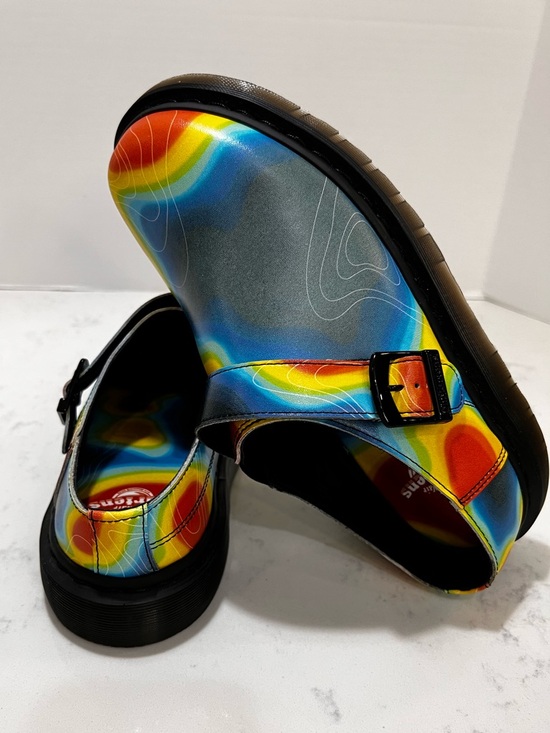 Dr. Martens Shoes - Dr. Martens Kids Heat-Map Print Buckle Clogs in Yellow, Red, Blue, Black